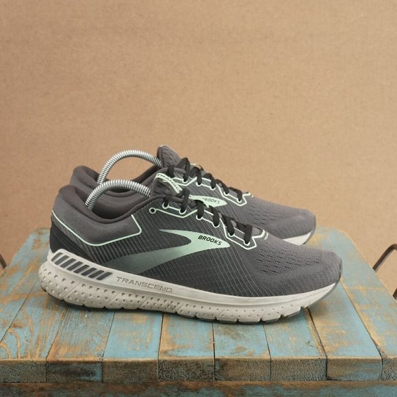 Brooks Womens Transcend 7 Running Shoes Gray Mint Green Synthetic Lace Up Sz 11B - Picture 2 of 11